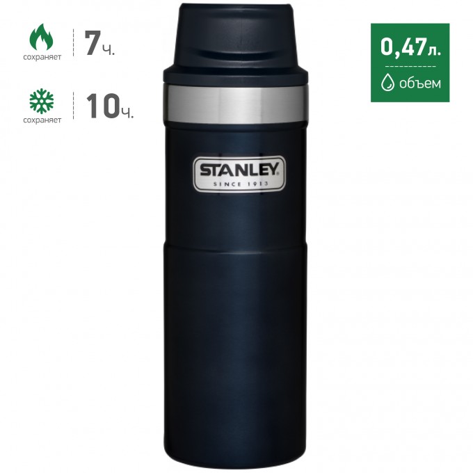 Термокружка STANLEY CLASSIC TRIGGER ACTION 1-HAND 0,47L синий 10-06439-008